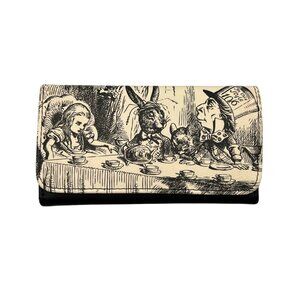 Loungefly Alice in Wonderland Wallet Trifold Mad Hatter Tea Party Black & Cream